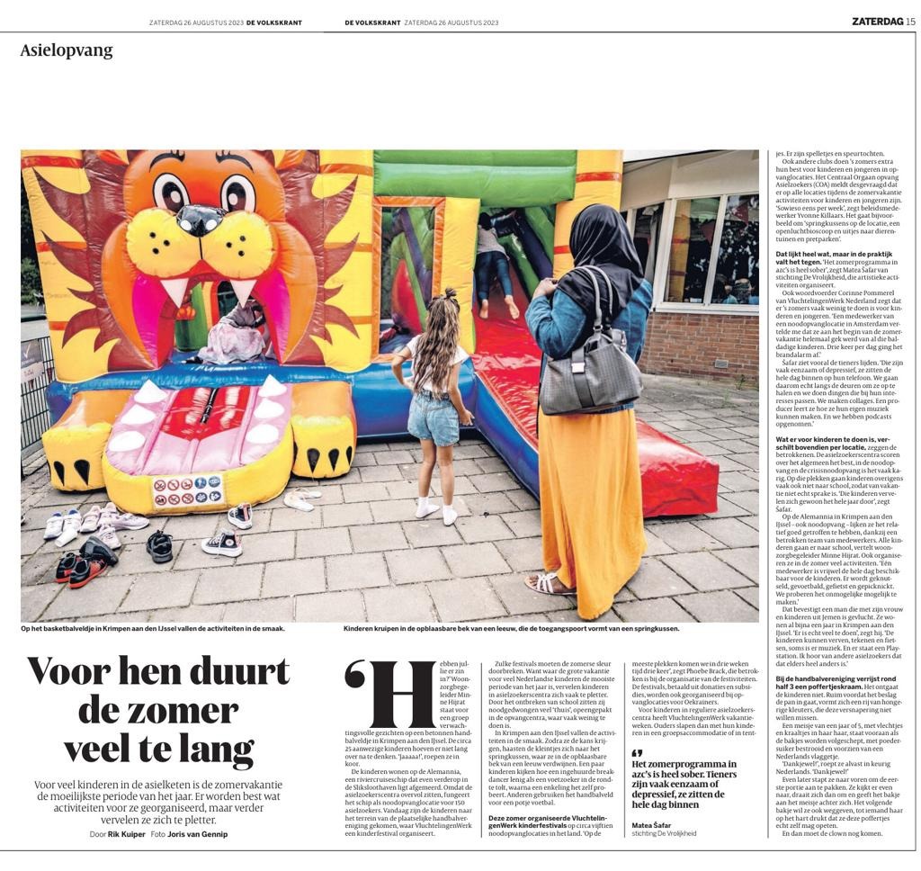 volkskrant website Article in Dutch newspaper Volkskrant about the project Kindervakantiefestivals